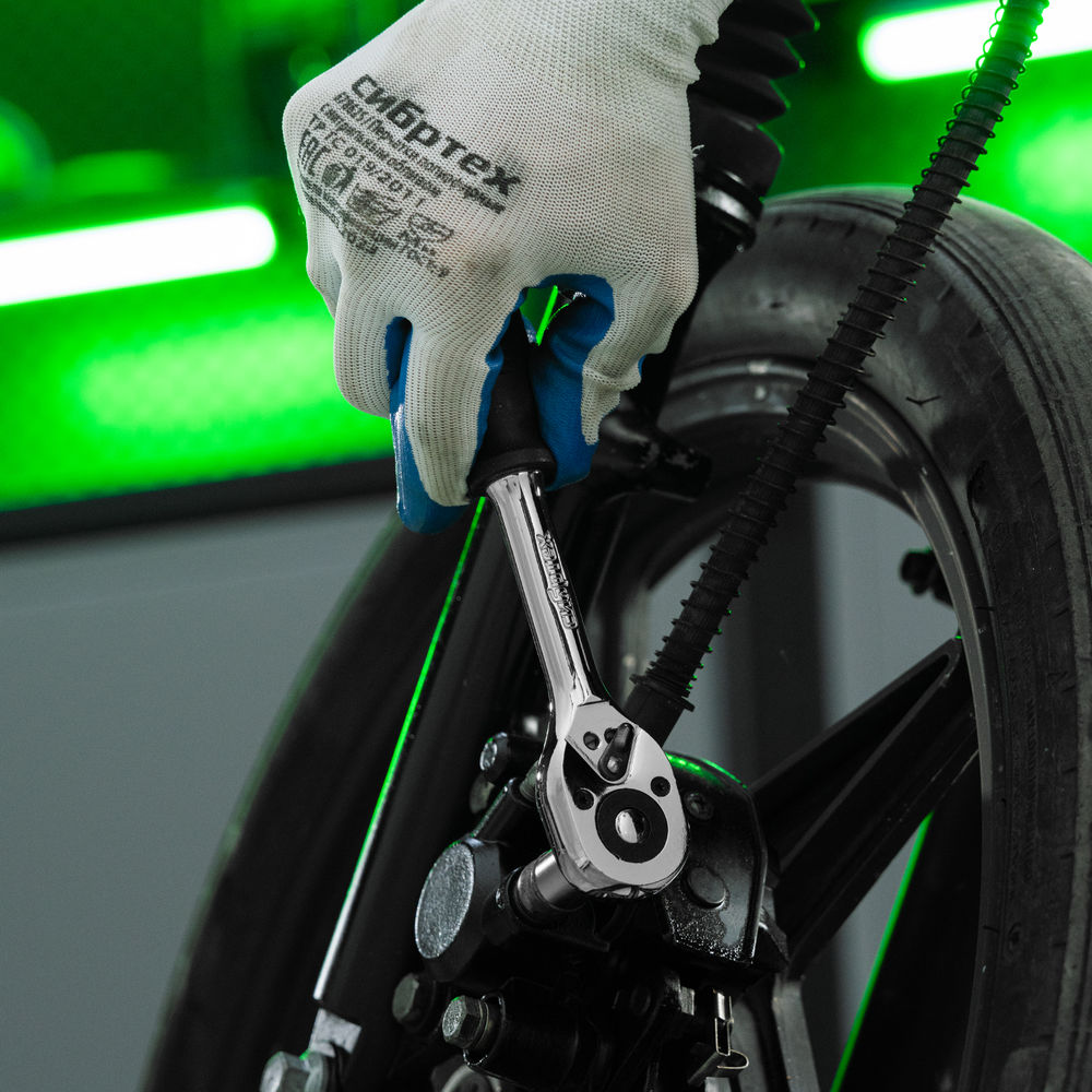 Ключ-трещотка 3/8, 45 зубьев, с быстрым сбросом, CrV, хром Сибртех