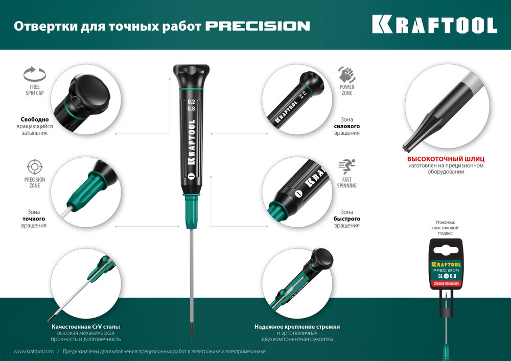 Отвертка для точных работ Precision PH0 KRAFTOOL 25682-0