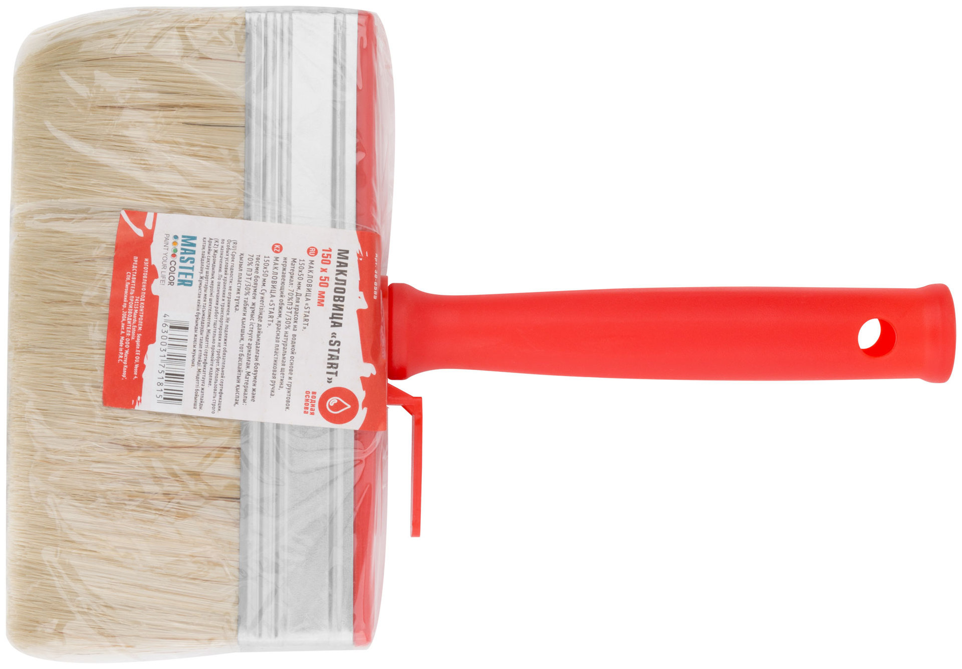 Макловица, 70%ПЭT/30% натур. щетина, нерж. обжим, красная пласт. ручка, 150 х 50 мм (30-0585)