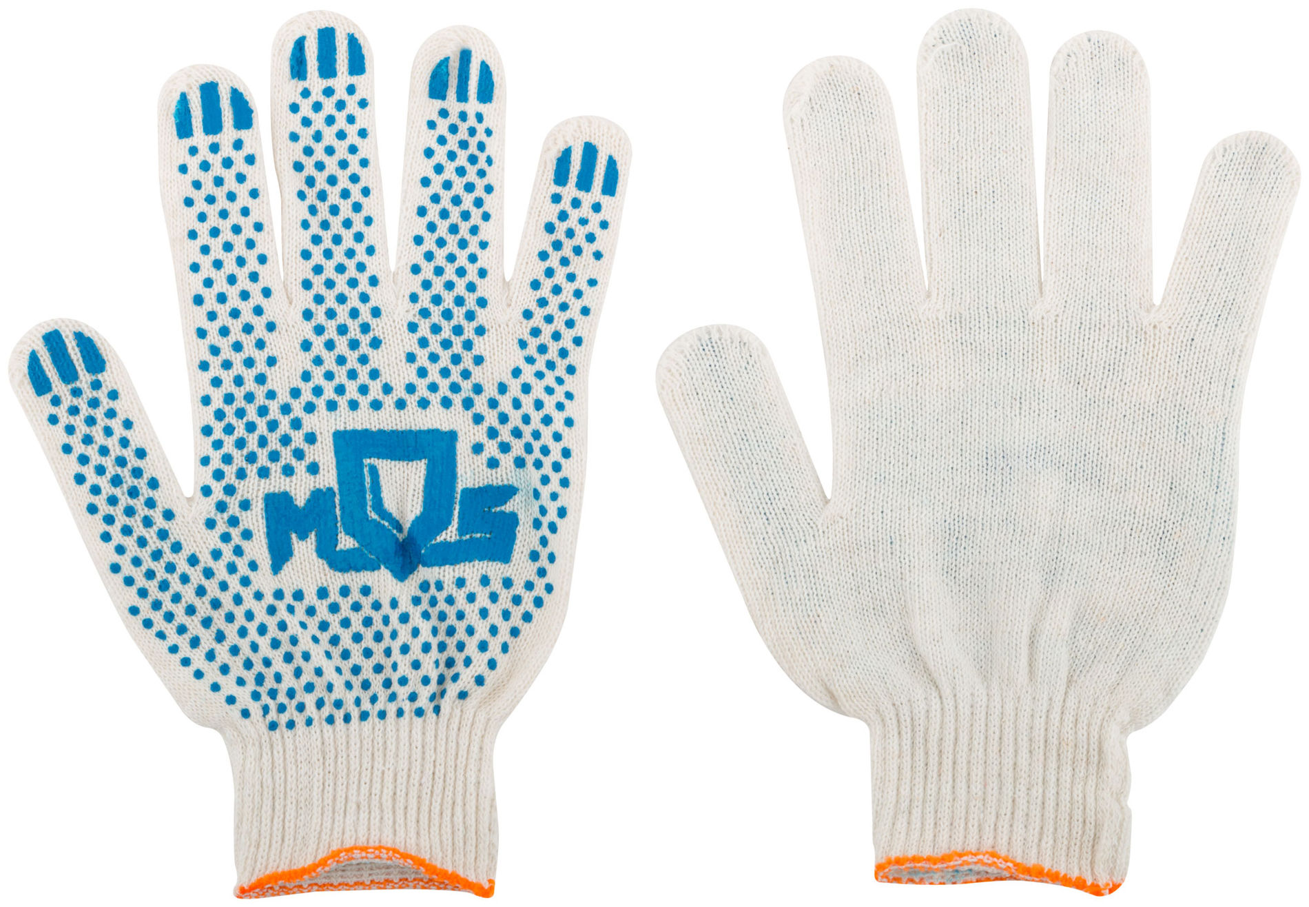 Перчатки вязаные (3 нити), х/б, с ПВХ, 10 класс вязки (12485)