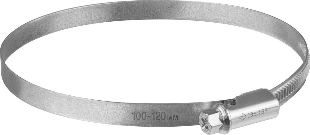 Хомут червячный Х-9Н 100 - 120 мм, накатная лента 9 мм, цинк, 25 шт ЗУБР 37807-120