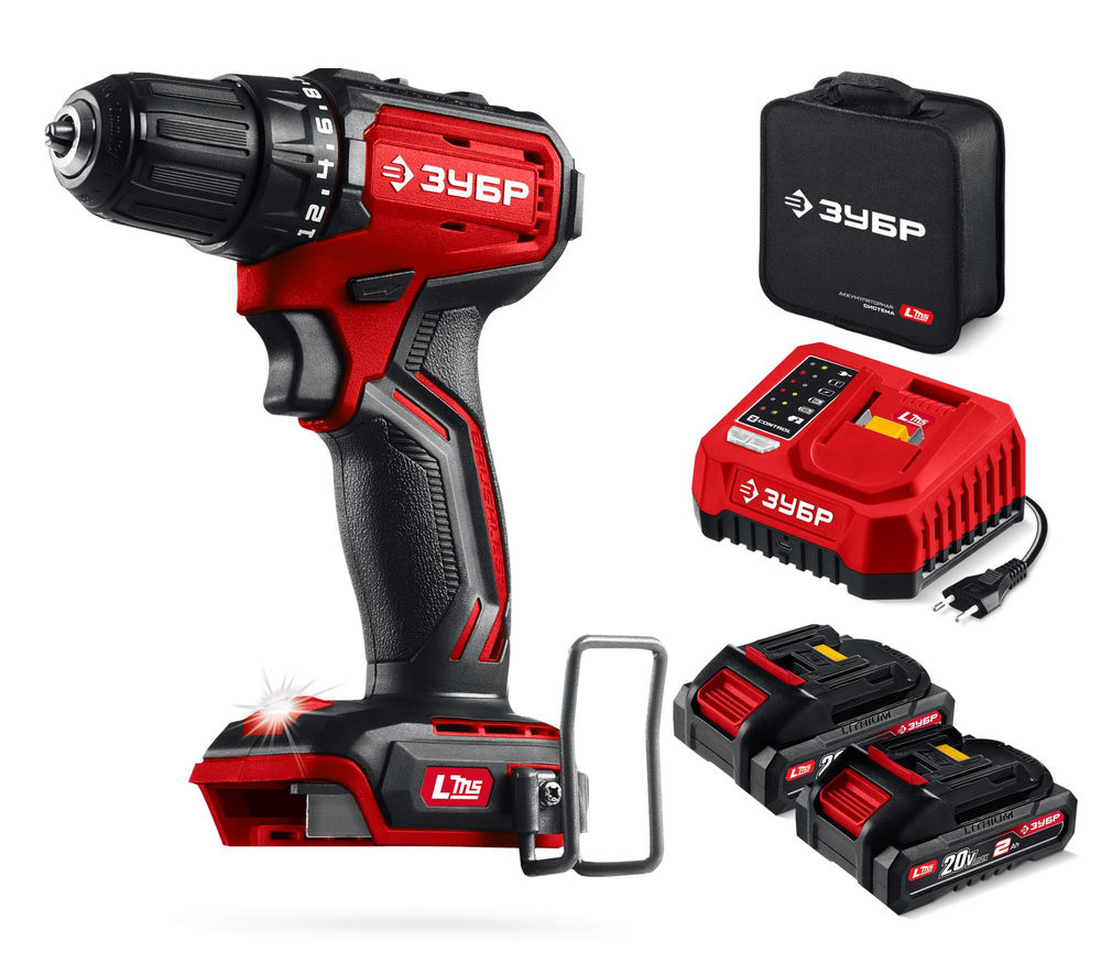 Дрель-шуруповерт бесщеточная 20 В 45 Н·м 2 АКБ LMS 2 А·ч сумка ЗУБР ДБ-45-22