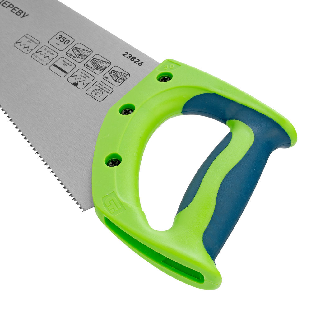 Ножовка по деревуЗубец для точных пильных работ, 350 мм, каленый зуб 2D, 14 TPI, двухкомпонентная рукоятка Сибртех