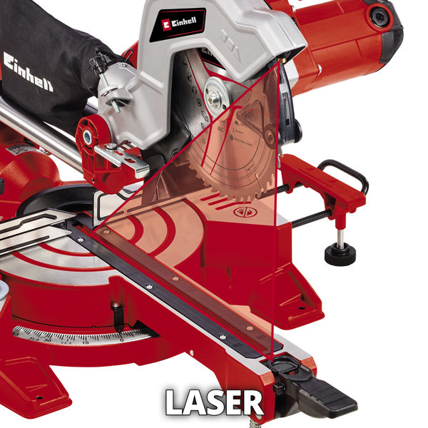 Пила торцовочная Einhell TC-SM 216, 1600Вт,216х30мм,пропил 65х305мм,лазер,диск 48 зб (4300380)