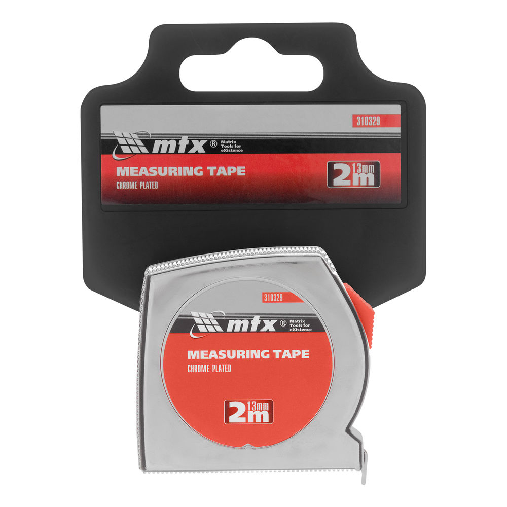 Рулетка Chrom, 2 м x 13 мм, хромированный корпус MTX