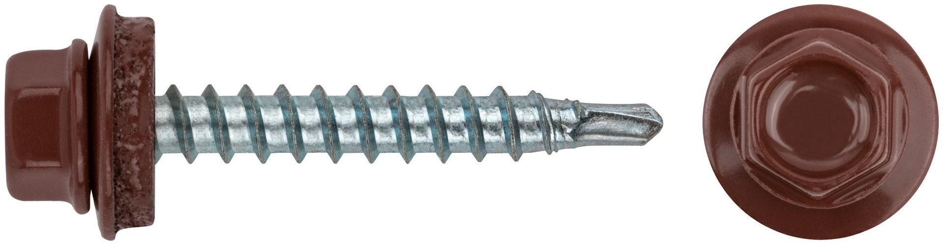Шурупы кровельные со сверлом 4.8 х 32, бордовый RAL-3009 (фасовка 250шт) (23562-4)