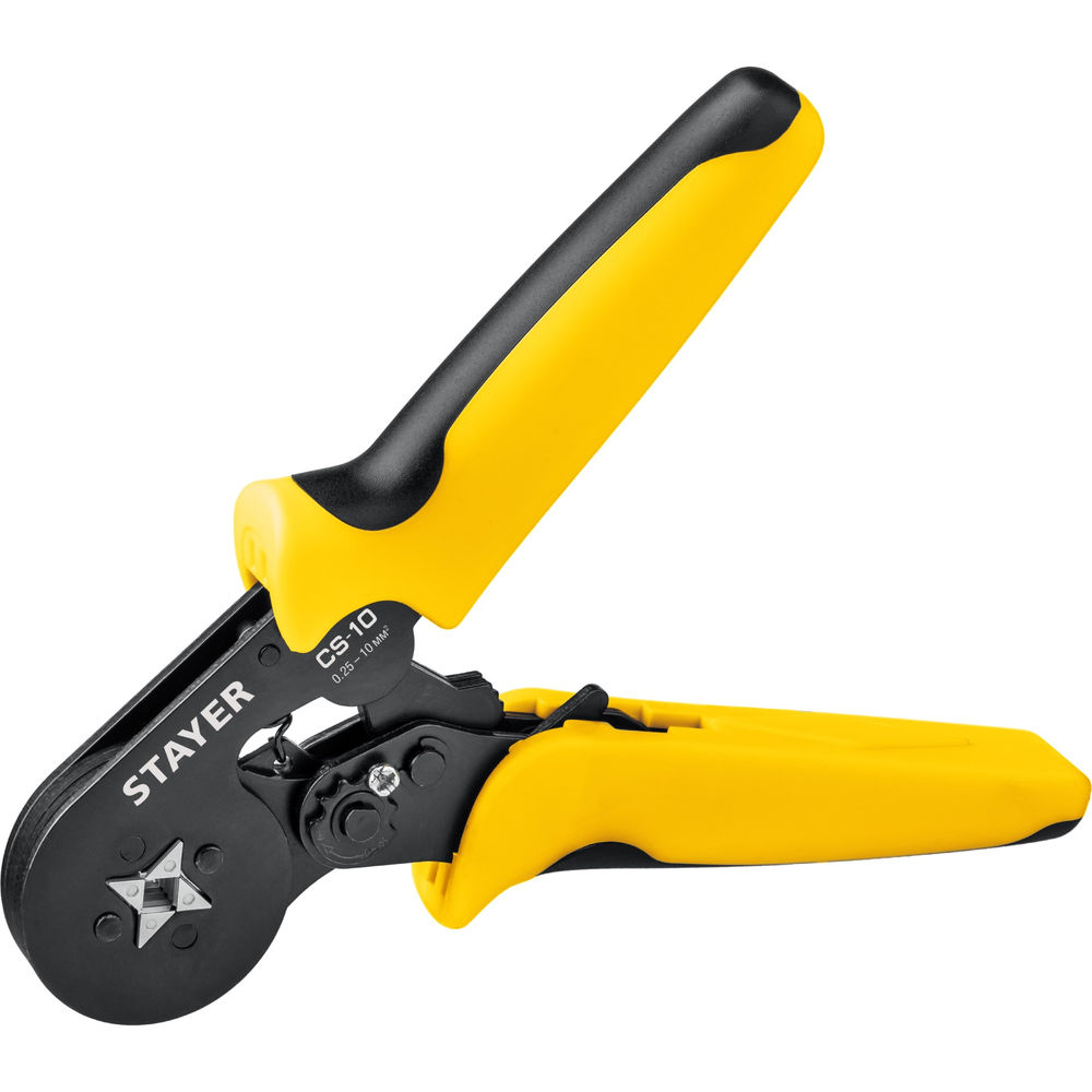 Пресс-клещи мультидиапазонные CS-10, 0.25 - 10 мм2, с квадратным профилем для втулочных наконечников STAYER Professional 44447