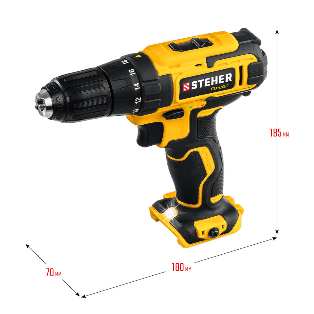 Дрель-шуруповерт 20 В, 40 Н·м, без АКБ V1 STEHER CD-200