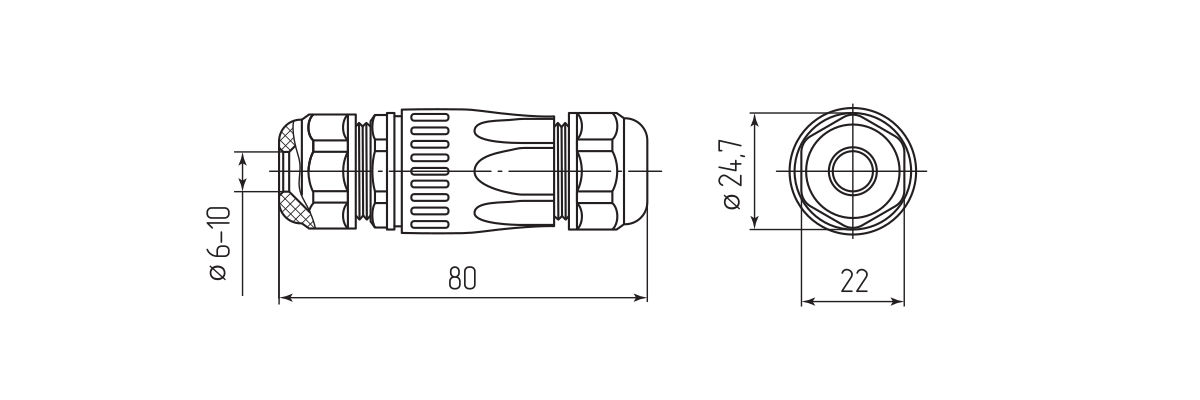 Коннектор кабельный FFC-22/4Р-IP68 (Fortisflex) (89665)