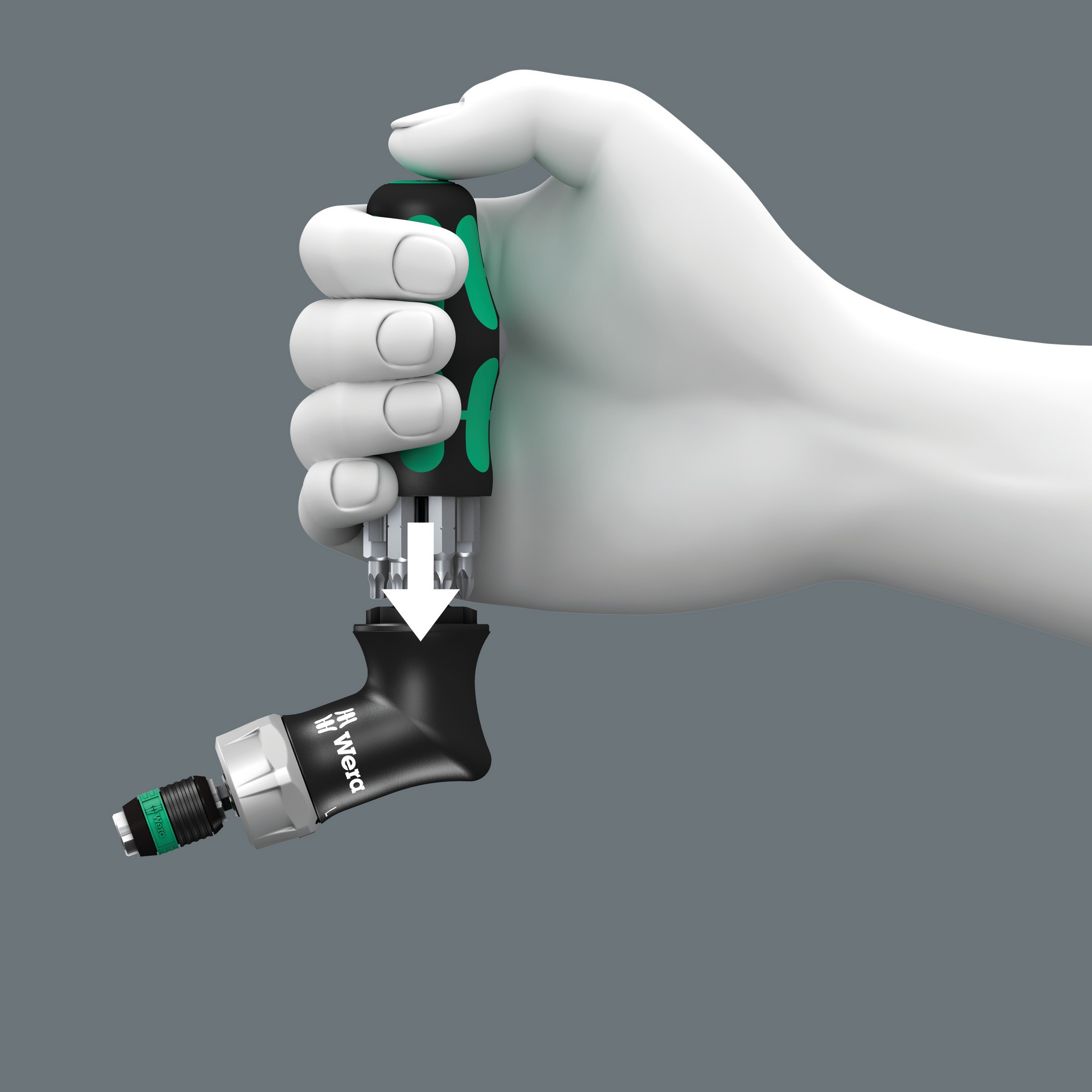 Набор бит с пистолетообразной отвёрткой-битодержателем c трещоткой, 7 пр. Kraftform Kompakt Pistol RA WE-051030