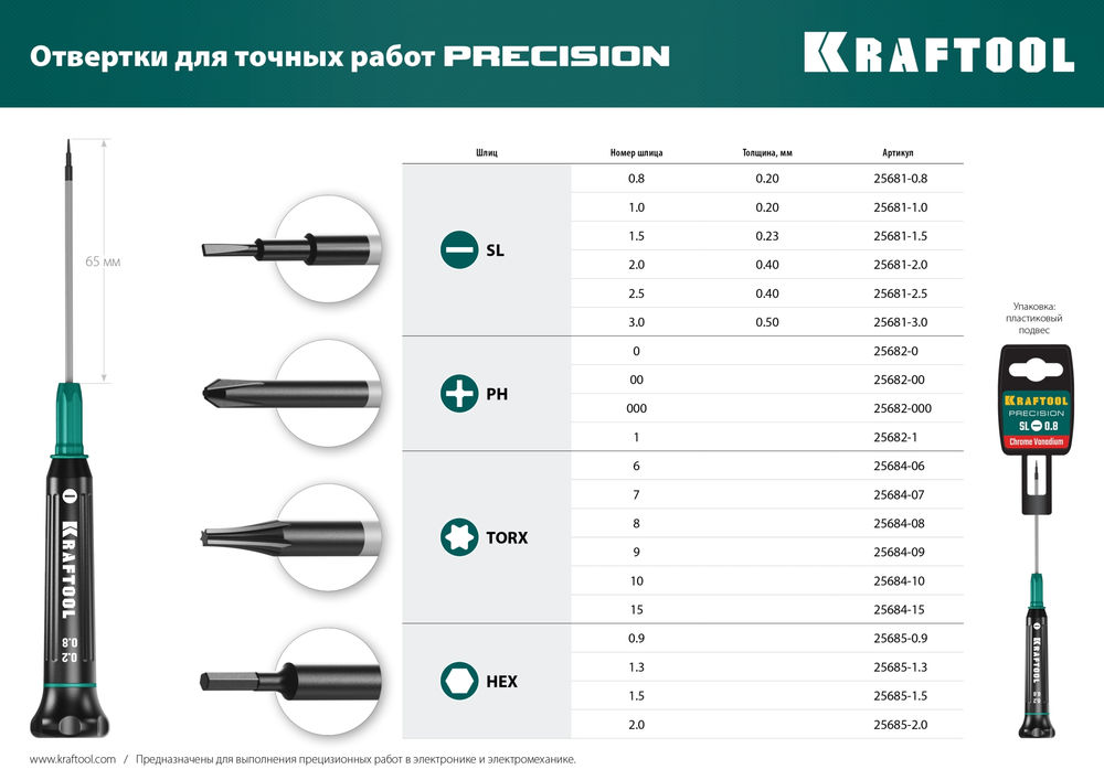 Отвертка для точных работ Precision TX10 KRAFTOOL 25684-10