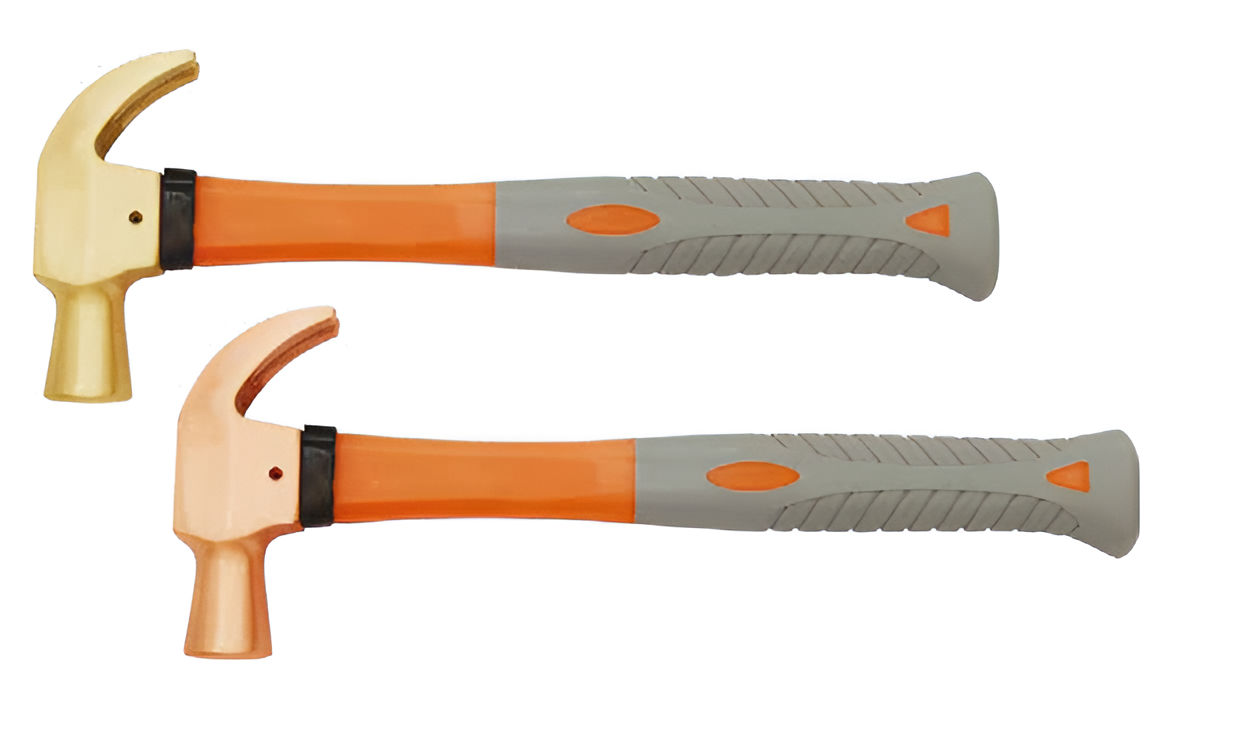 Молоток-гвоздодер 680 гр BeCu рукоятка фиберглас, искробезопасный 185-1006, HORTZ