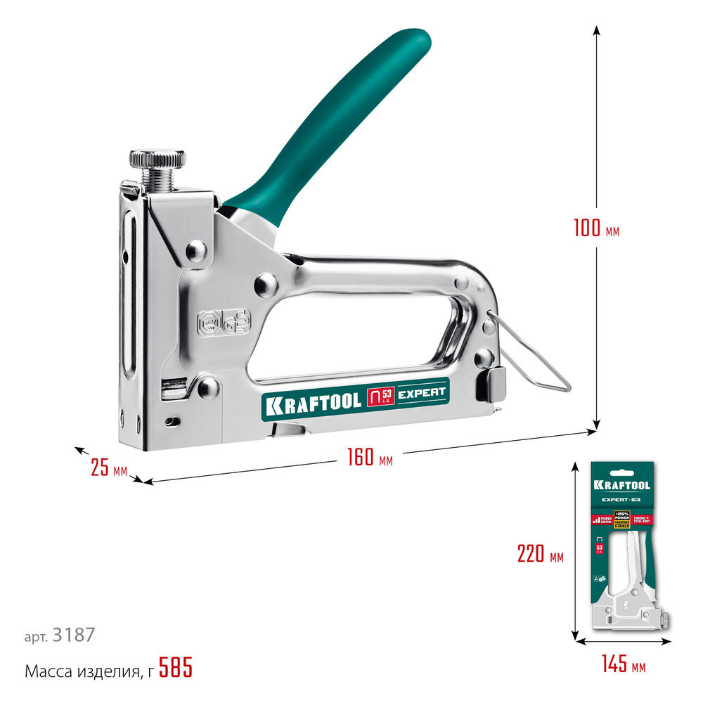 Стальной компактный степлер Expert-53, тип 53 (A/10/JT21) 23GA (4 - 14 мм) KRAFTOOL 3187_z01