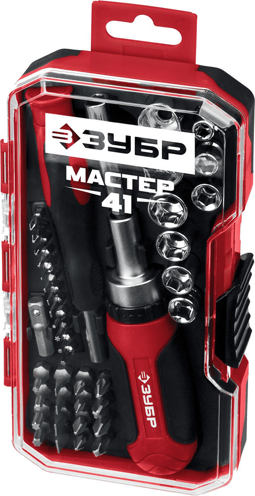 Набор: отвертка с насадками Мастер 41, 41 шт ЗУБР 25042