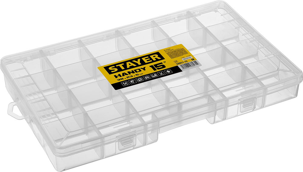 Органайзер пластиковый 380 x 230 x 50 мм, (15) с 18 ячейками HANDY-15 STAYER 38051-15