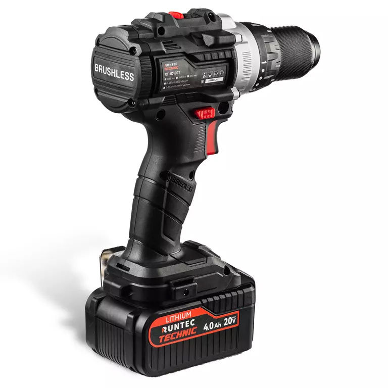 Дрель-шуруповерт ударная аккумуляторная RUNTEC TECHNIC 13 мм 20В 2*4Ач 100Нм RUNTEC RT-ID100T
