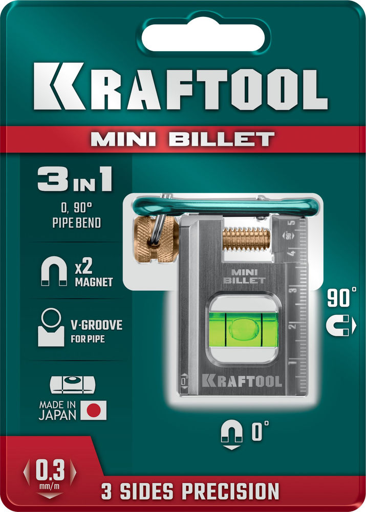Брусковый магнитный уровень BILLET-5 MINI, 50 мм KRAFTOOL 34791