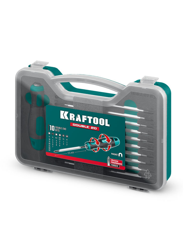 Набор: отвертка с переставными стержнями, 20 шт Double 20 KRAFTOOL 25817