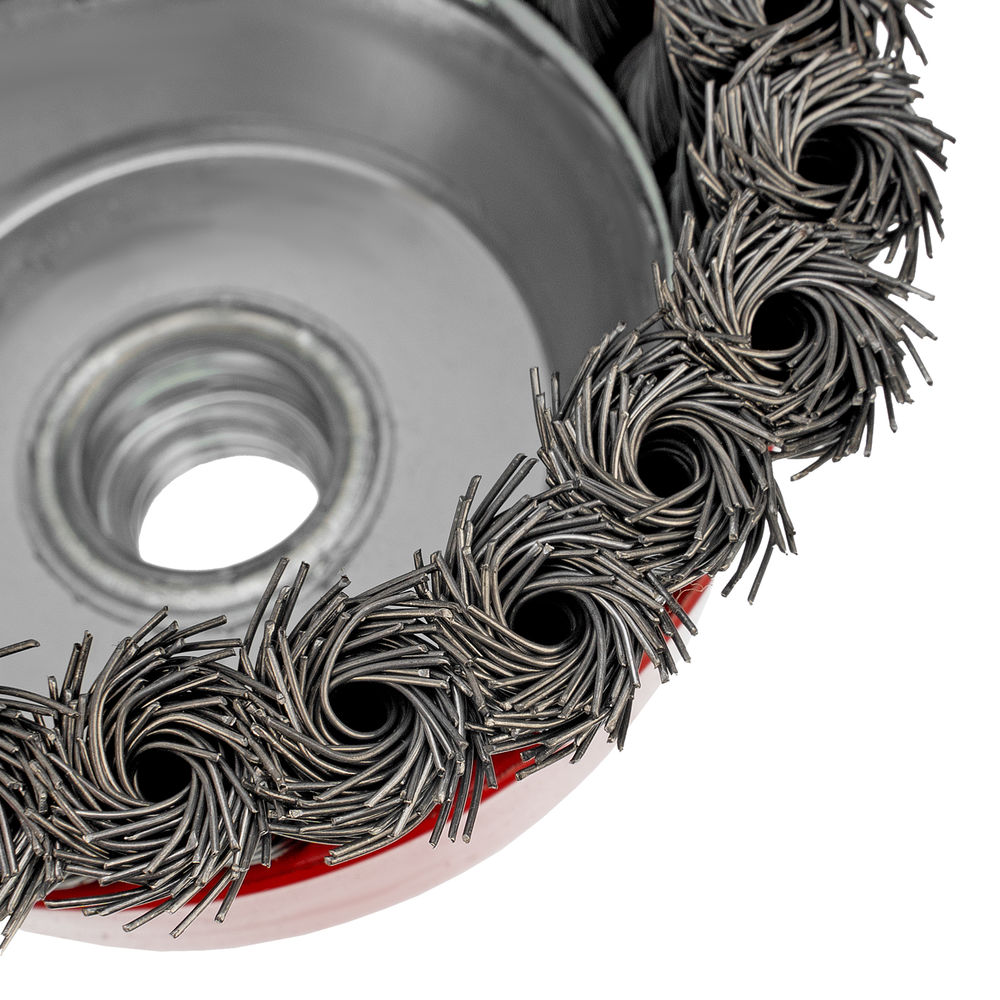 Щетка для УШМ, 100 мм, М14, чашка, крученая проволока 0.5 мм Matrix (74628)