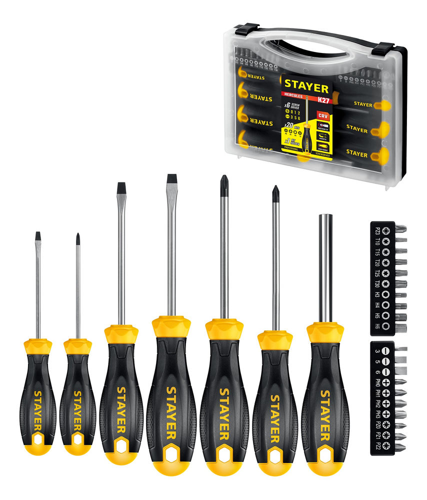 Набор отверток с насадками 27 предм. Hercules-K27 STAYER 25827