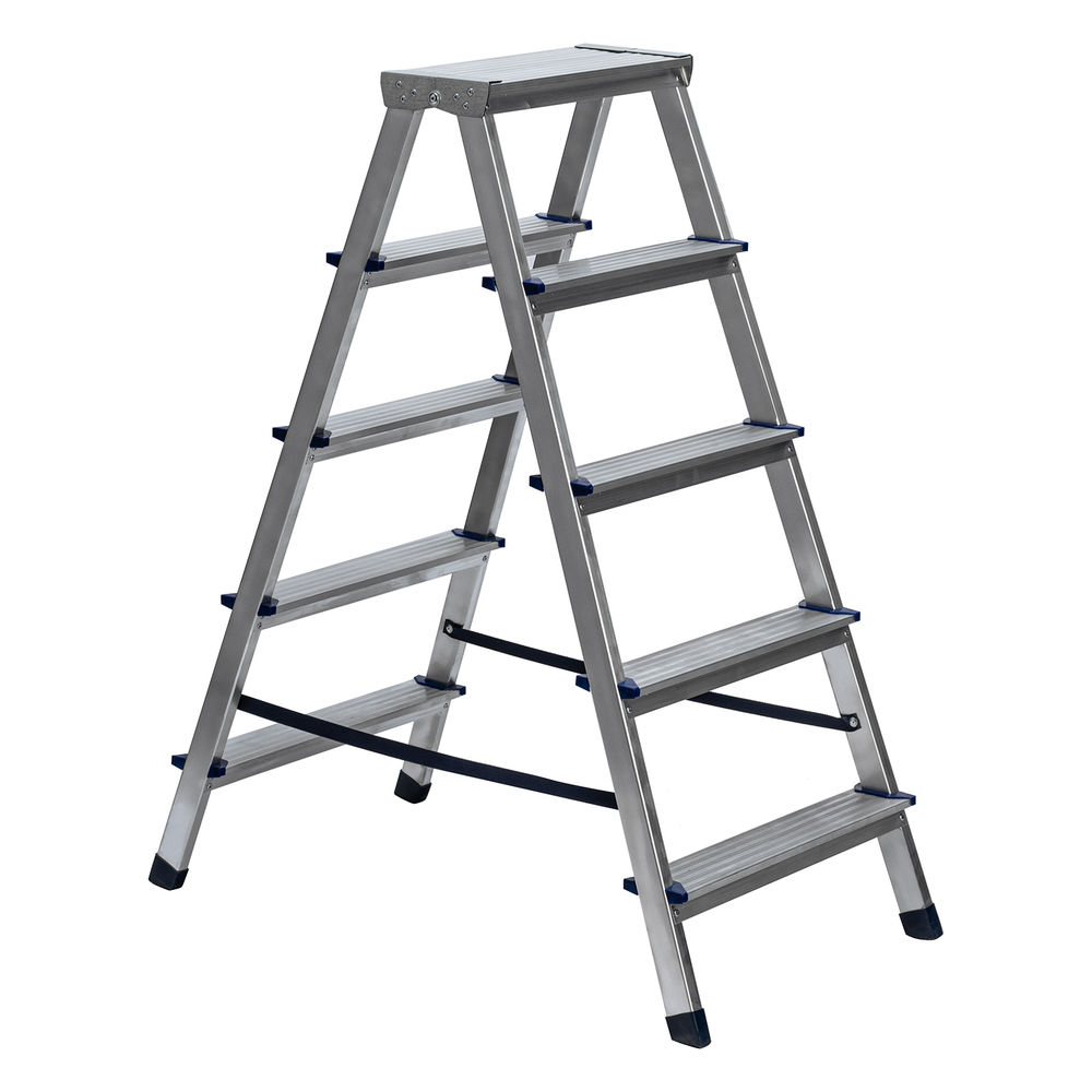Стремянка двусторонняя 5 ступеней, алюминиевая, Сибртех (97925)