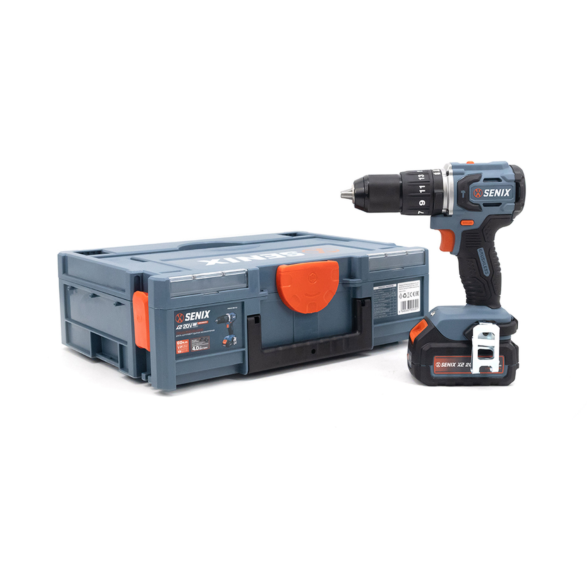 Ударная дрель-шуруповерт, 60 Нм, 1х4Ач, ЗУ, кейс X2 20В