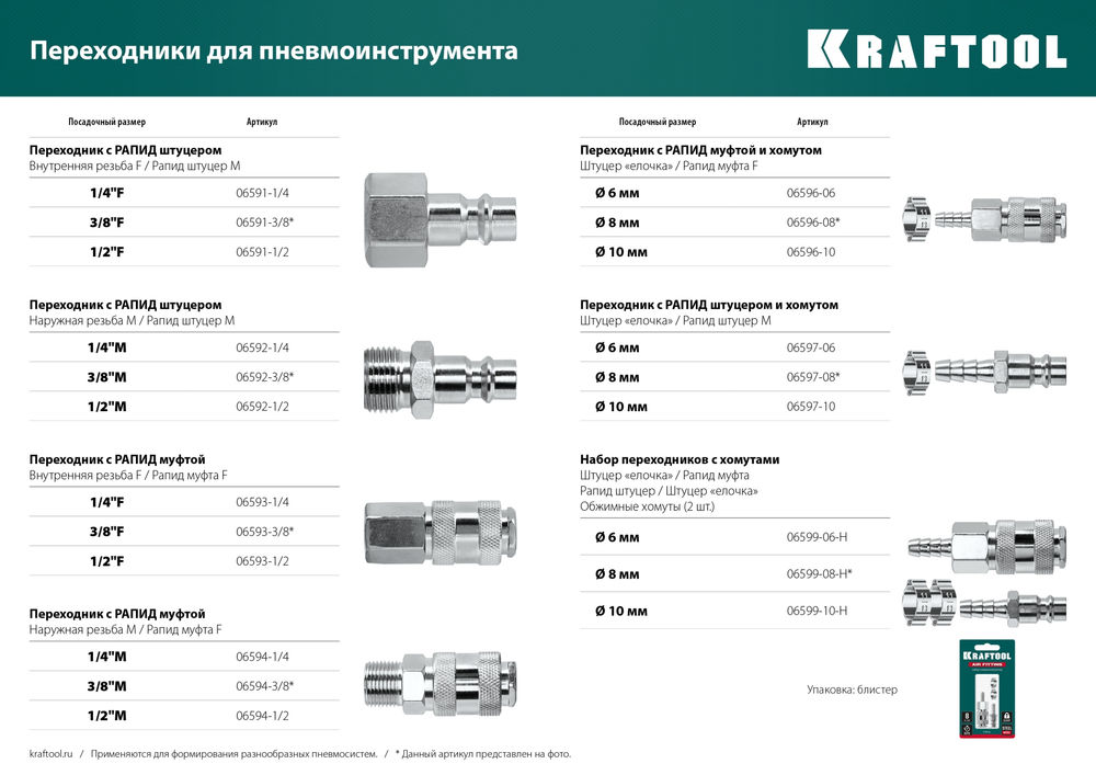 Переходник 1/4M – рапид штуцер KRAFTOOL 06592-1/4