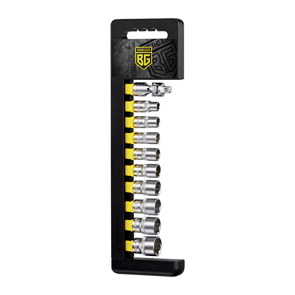 Набор головок торцевых 6-гранных SuperLock 1/4 10 предметов BERGER