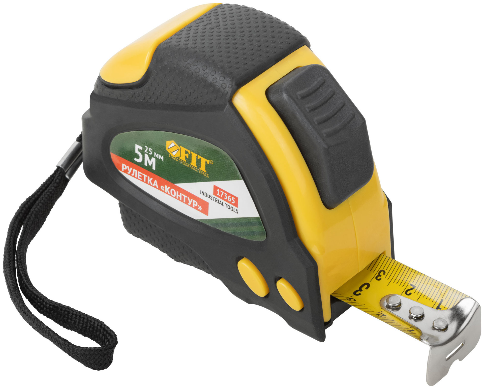 Рулетка Контур с автостопом, прорезиненный корпус 5 м x 25 мм