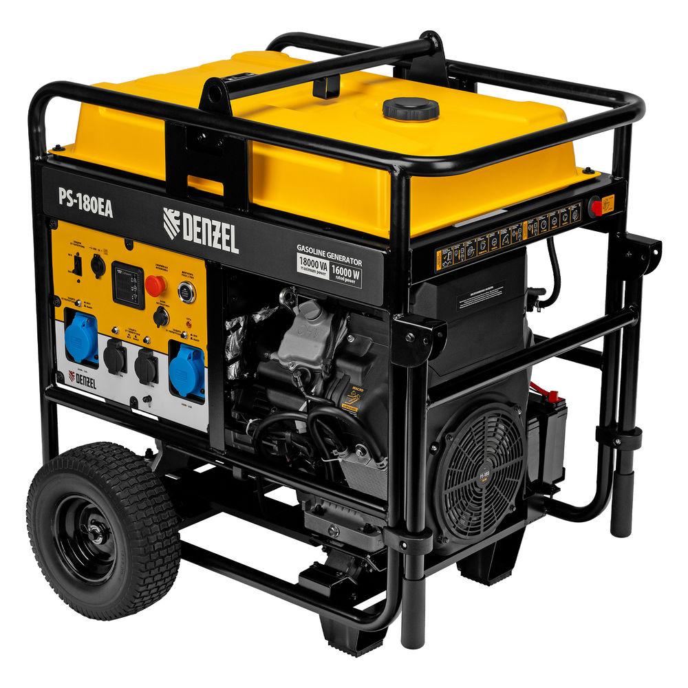 Генератор бензиновый PS-180EA, 18 кВт,230 В, 65л, разъем ATS,эл.старт Denzel (946974)