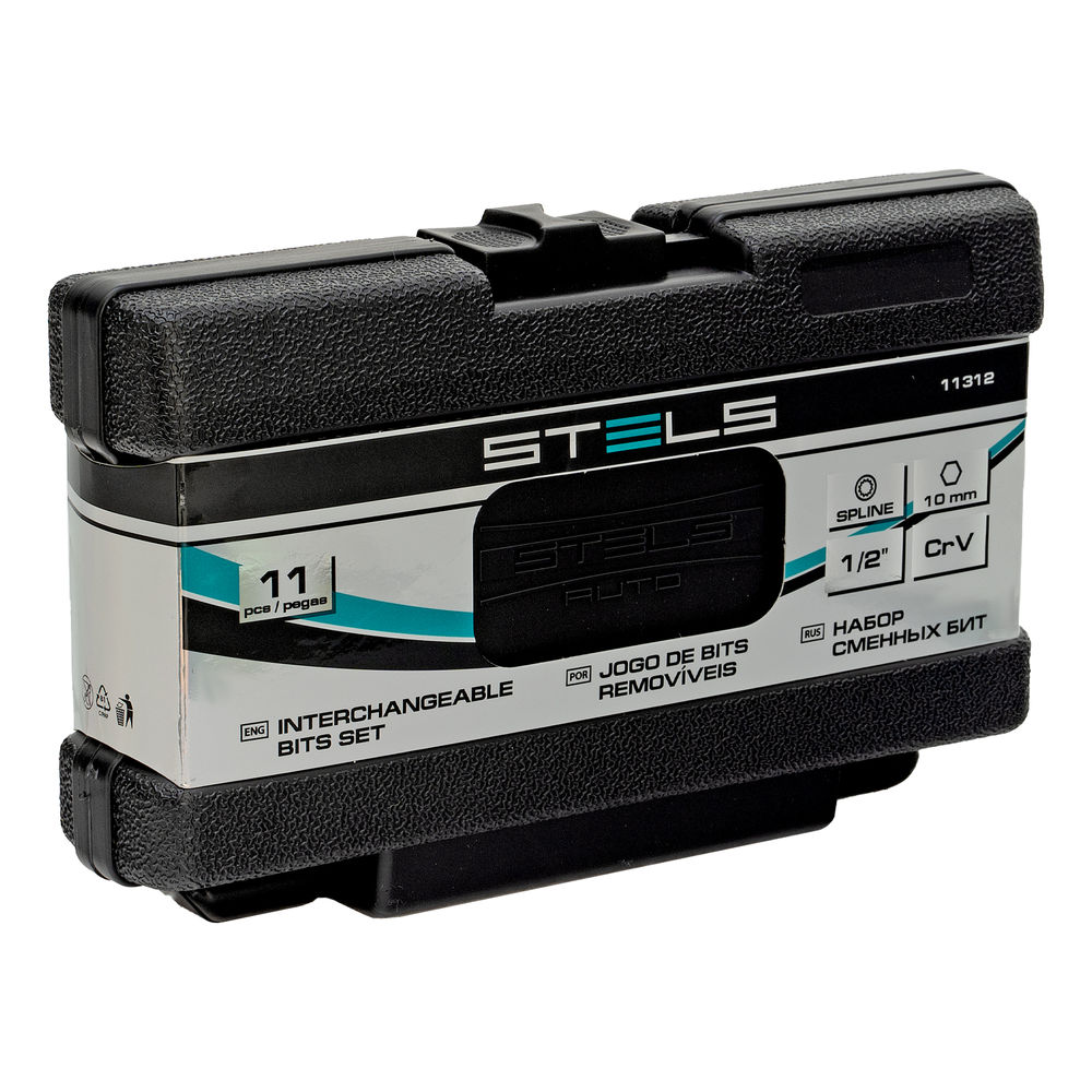 Набор бит SPLINE, шестигранный хвостовик 1/2, CrV, 10 мм, 11 предметов Stels (11312)