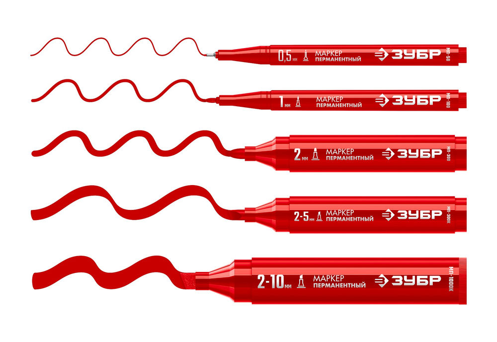 Перманентный маркер МП-50 красный, 0.5 мм ЗУБР 06321-3