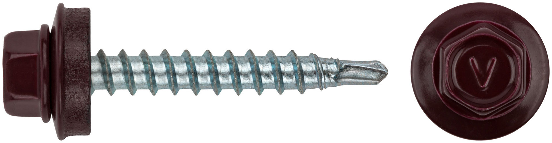 Шурупы кровельные со сверлом 4.8 х 32, темно-борд. RAL-3005 100шт. Фасовка (23561-0)