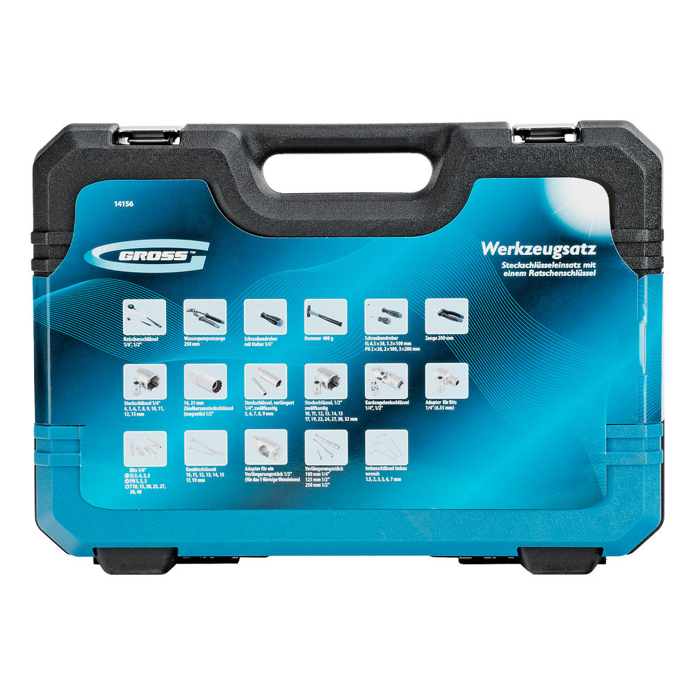 Набор инструментов, 1/4, 1/2, CrV, 120 зубьев, 76 предметов Gross