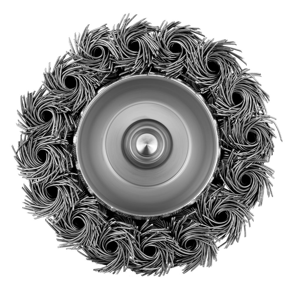 Щетка для дрели, 75 мм, чашка со шпилькой, крученая металлическая проволока Matrix (74470)