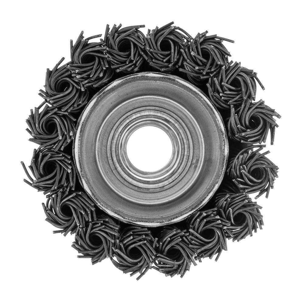 Щетка для УШМ, 65 мм, М14, чашка, крученая проволока 0.8 мм Matrix (74621)