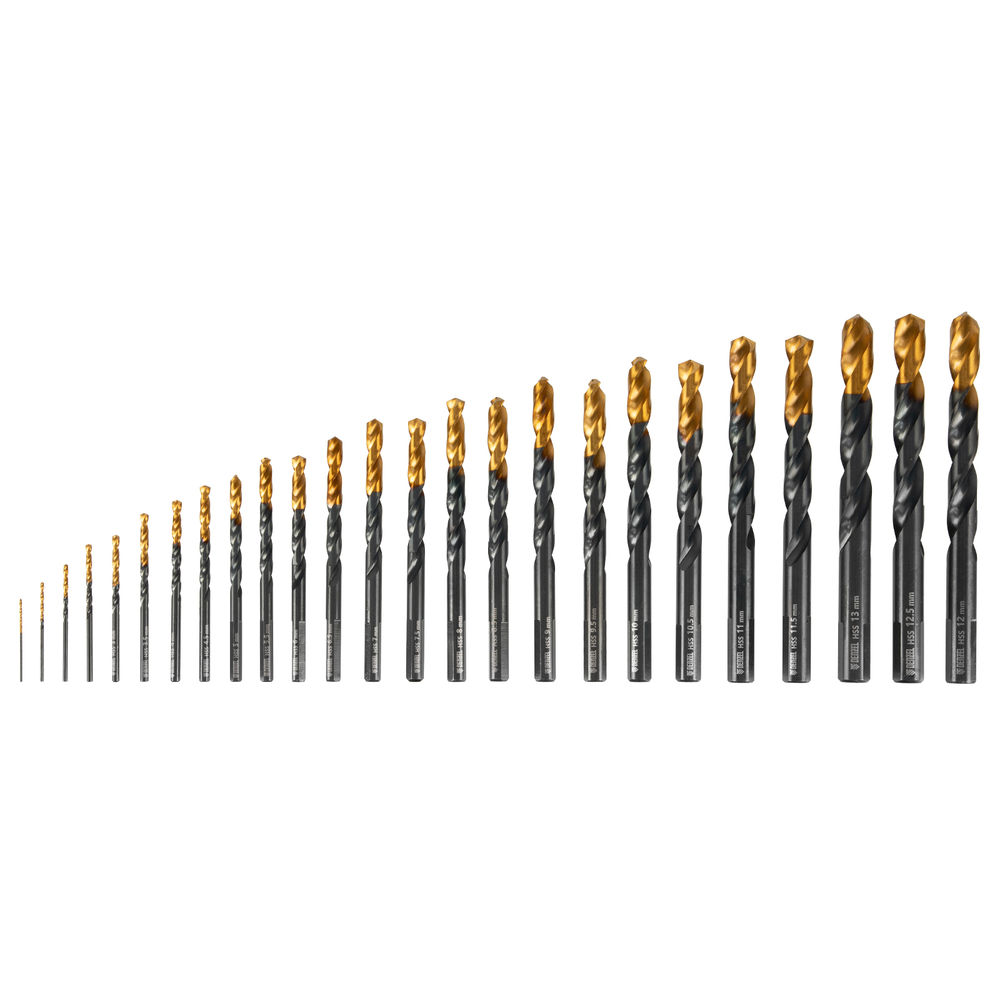 Набор сверл по металлу, 1-13 мм, HSS-Tin, Golden Tip, 25 шт Denzel (72323)