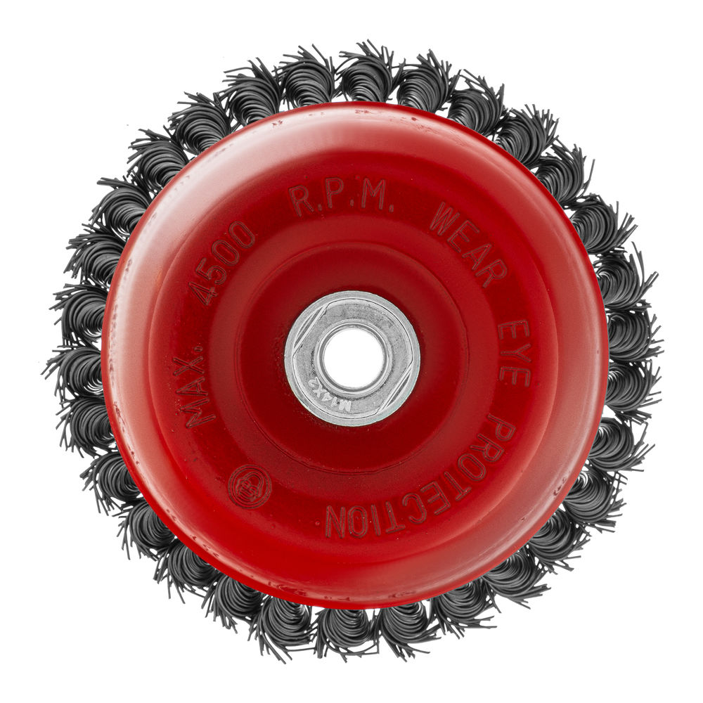 Щетка для УШМ, 150 мм, М14, чашка, крученая проволока 0.8 мм Matrix (74626)