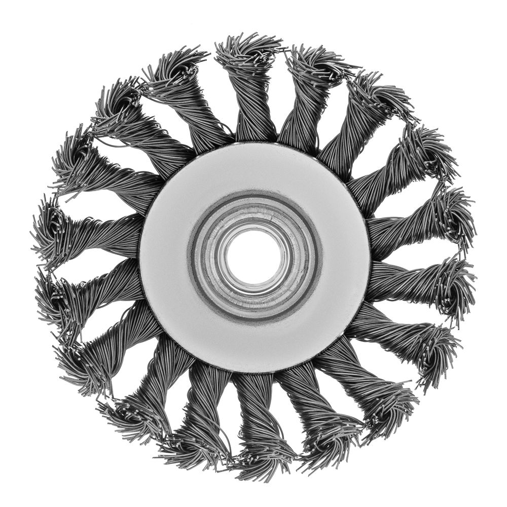 Щетка для УШМ, 100 мм, М14, тарелка, крученая проволока 0.5 мм Matrix (74609)