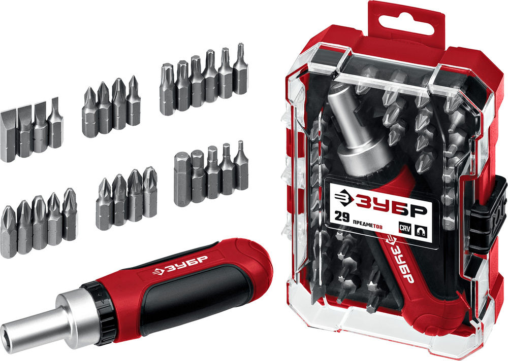 Набор: отвертка с насадками Мастер 29, 29 шт ЗУБР 25040
