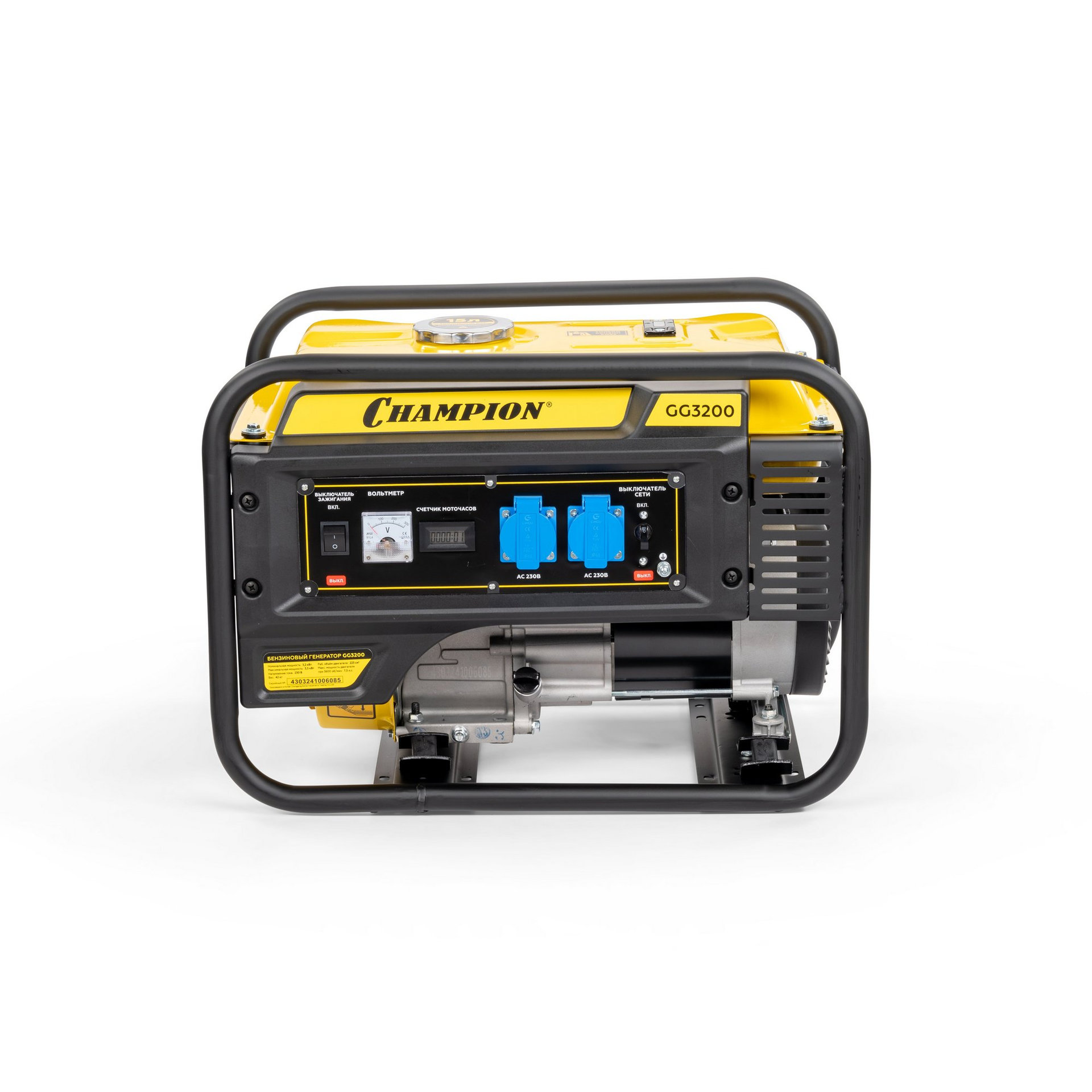 Генератор CHAMPION GG3200 (3,2/3,5кВт 7,5лс 15л 42кг, счетчик) (GG3200)