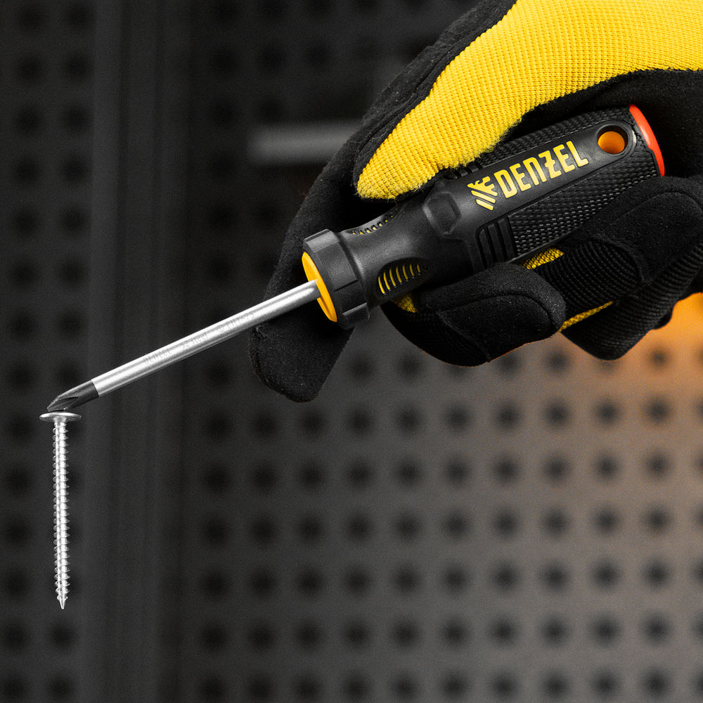 Отвертка, PH1х75 мм, S2, 3к рукоятка Denzel (121737)
