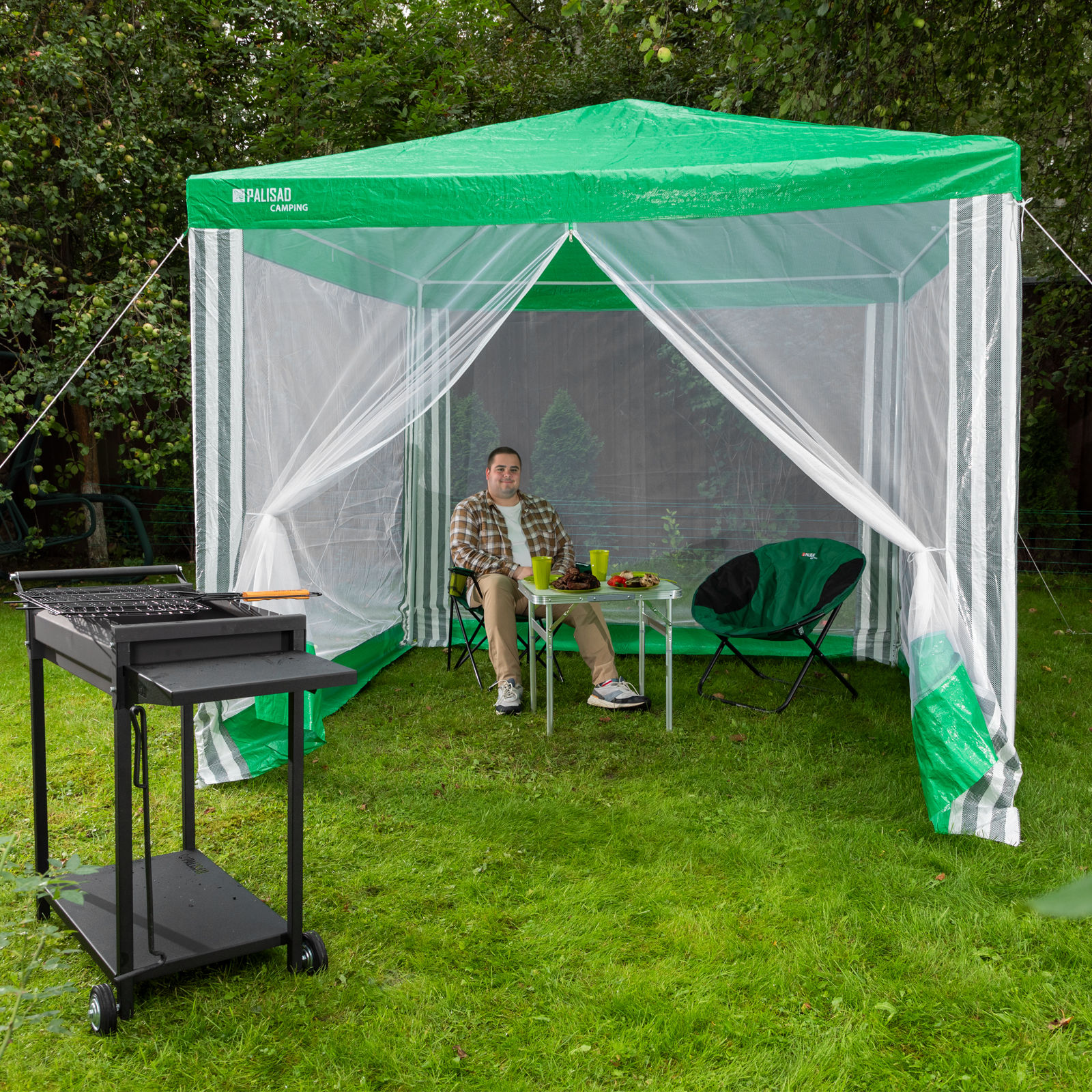 Тент садовый с москитной сеткой, 2.5 х 2.5/2.4, Camping Palisad (69520)
