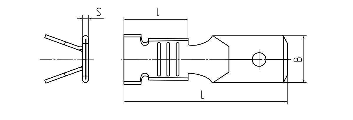 Разъем плоский неизолированный (папа) РП-П 1.0–(2.8) (КВТ) (85670)