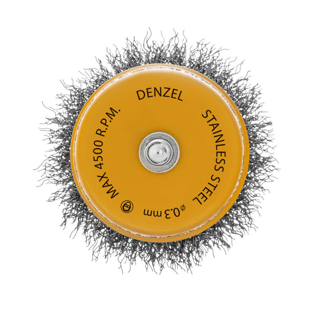 Щетка для дрели, 65 мм, Чашка, со шпилькой , нержавеющая витая проволока Denzel (744613)