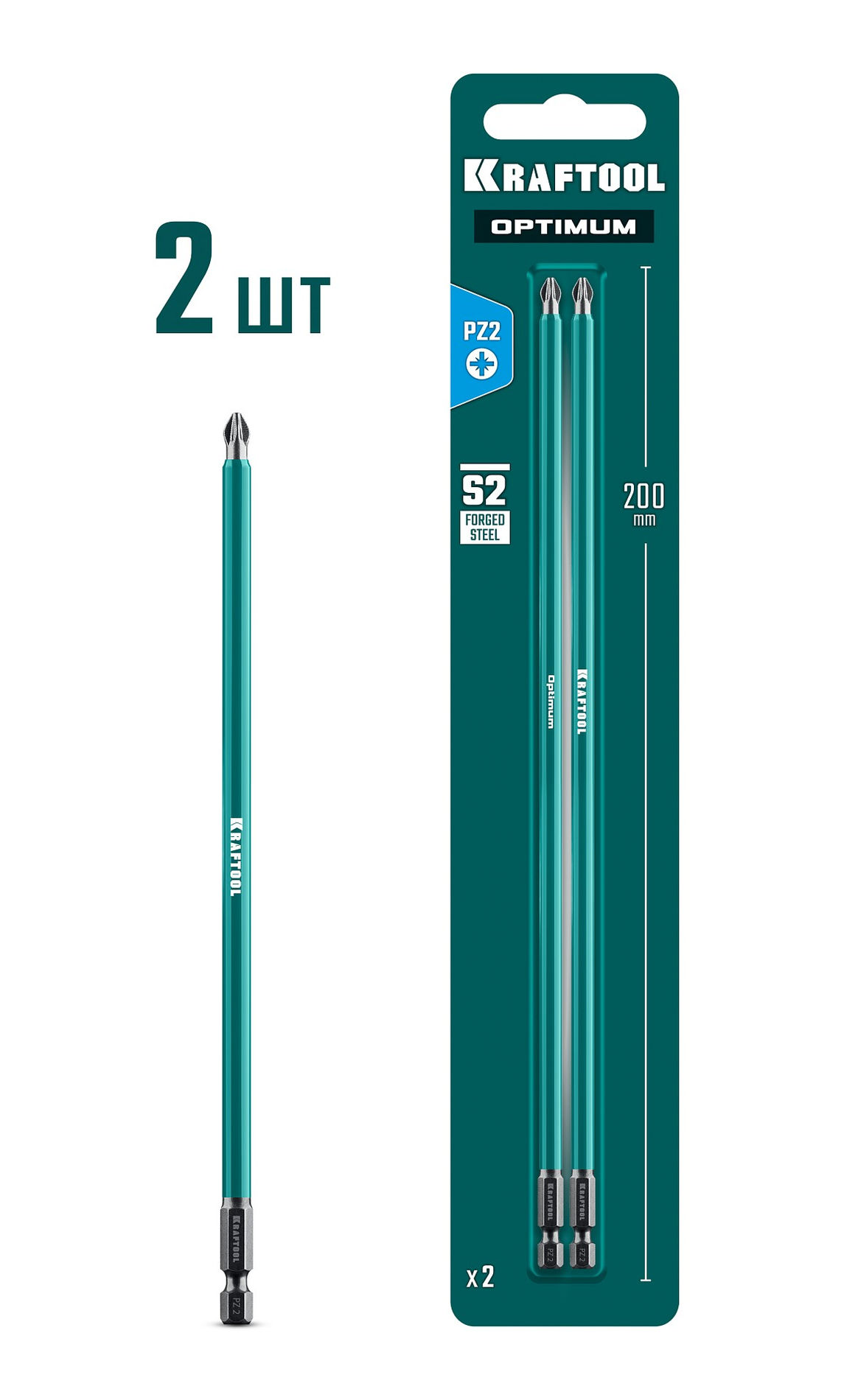 KRAFTOOL OPTIMUM PZ 2, 200 мм, 2 шт, биты (26124-2-200-2)