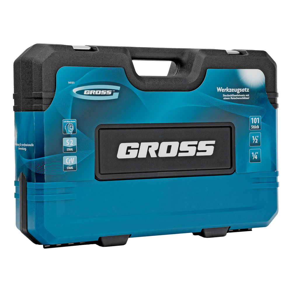 Набор инструментов, 1/4, 1/2, CrV, 120 зубьев, 101 предмет Gross