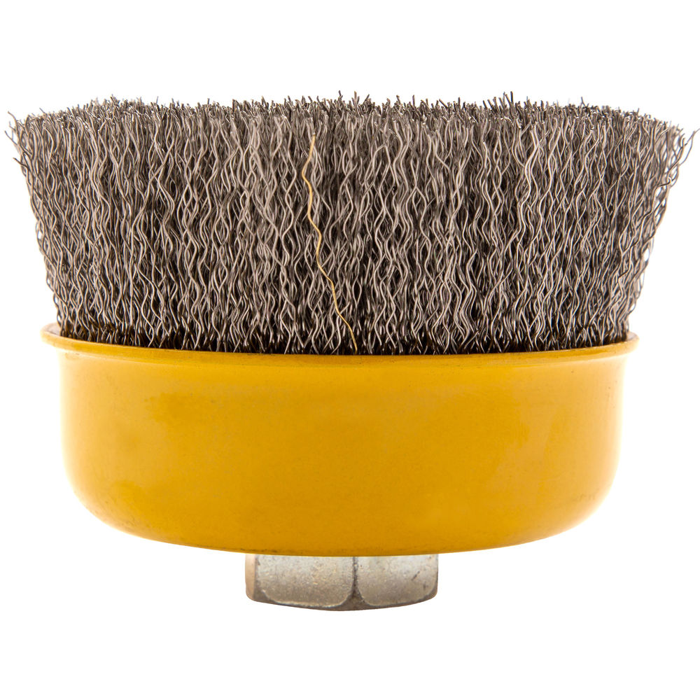 Щетка для УШМ, 100 мм, Чашка, витая нержавеющая проволока 0.3 мм, М14 Denzel (746053)