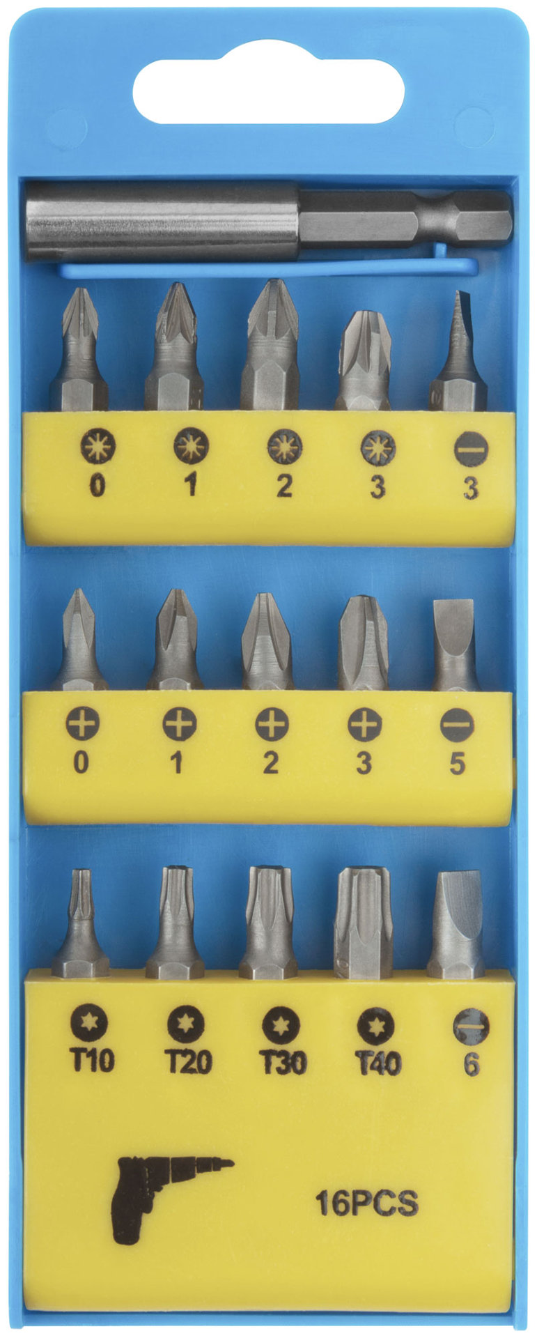 Биты набор 15 шт. CrV, 25 мм+ адаптор (57632)