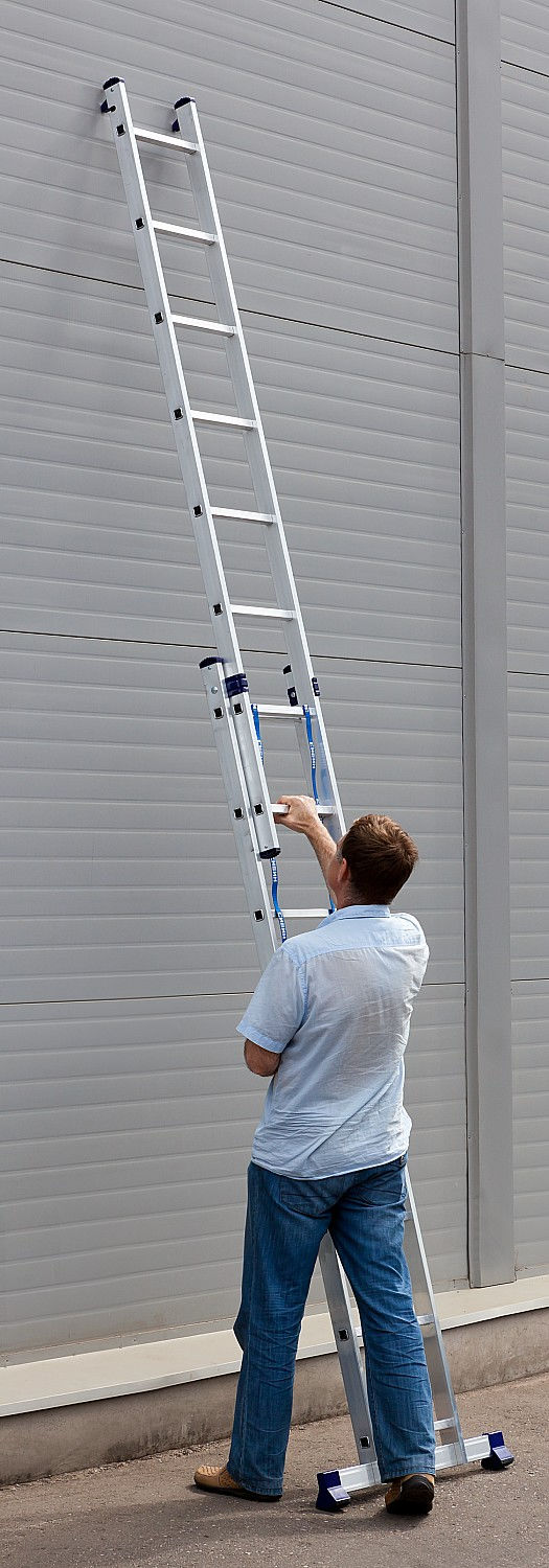 СИБИН 8 ступеней, со стабилизатором, алюминиевая, двухсекционная лестница (38823-08)